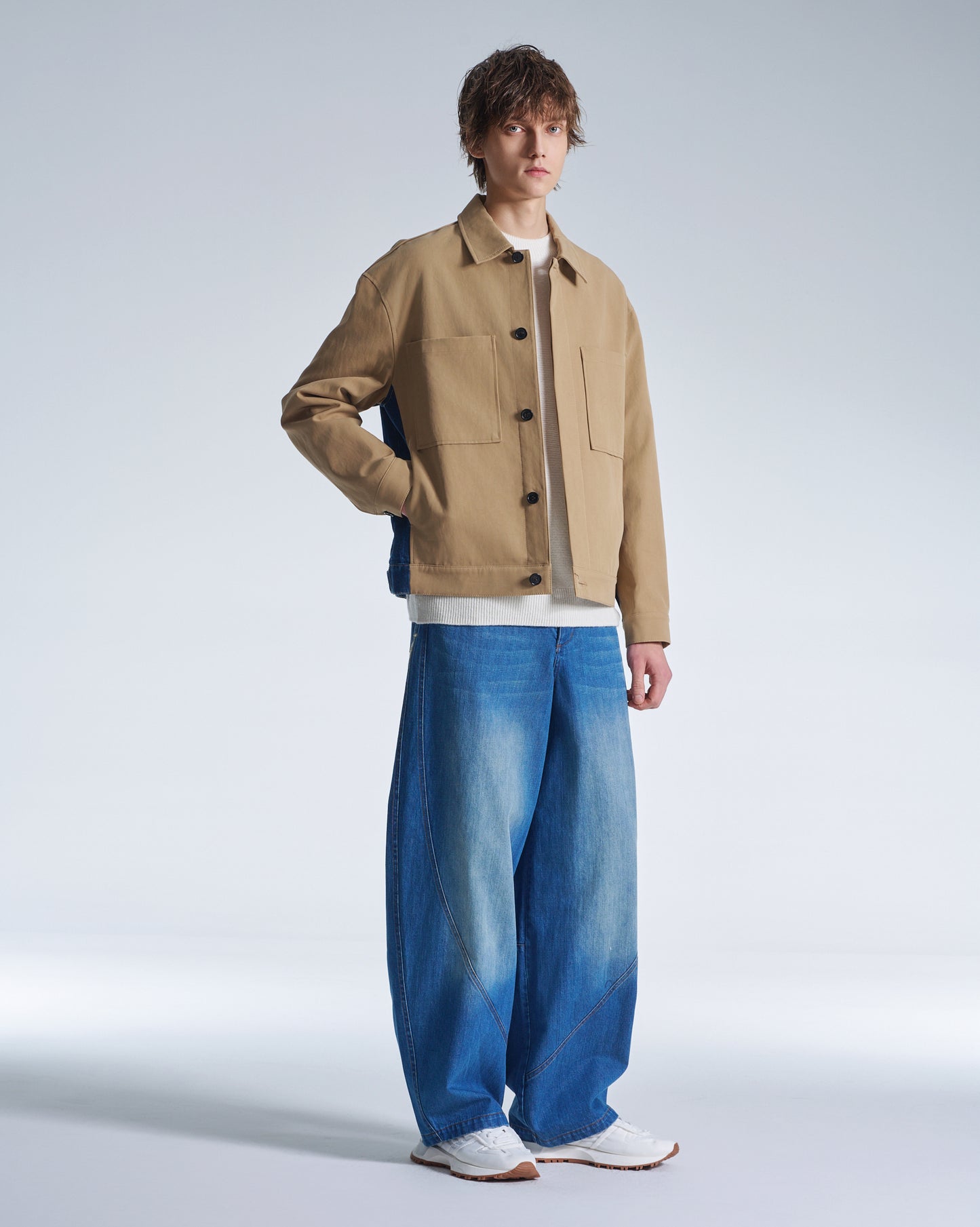 HARRISON WONG / Trench Jacket With Denim Trim