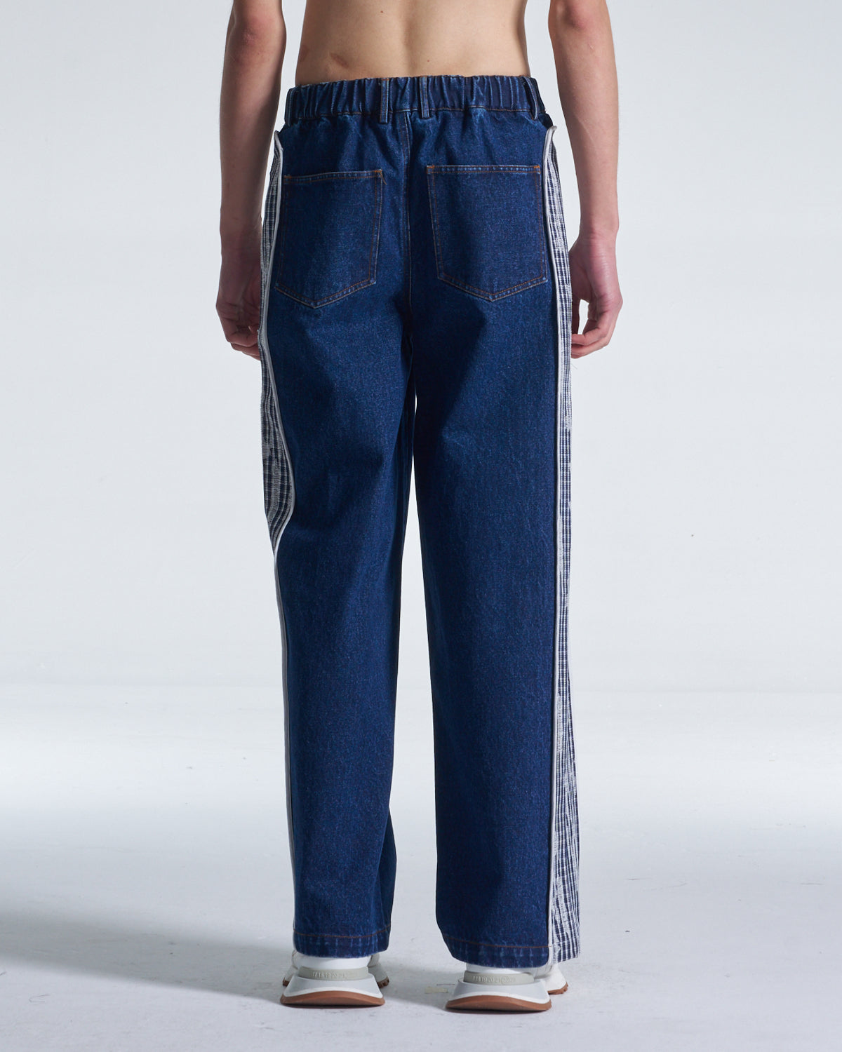 HARRISON WONG / Wide Leg Denim Pants Contrast With Checks