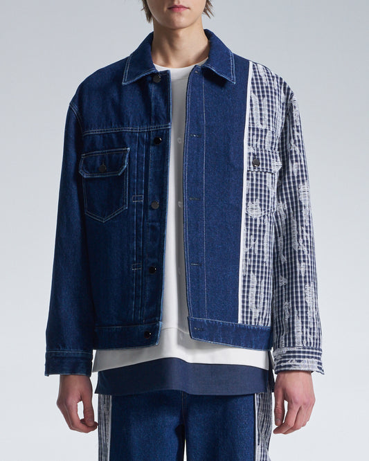 HARRISON WONG / Denim Jacket Contrast With Checks