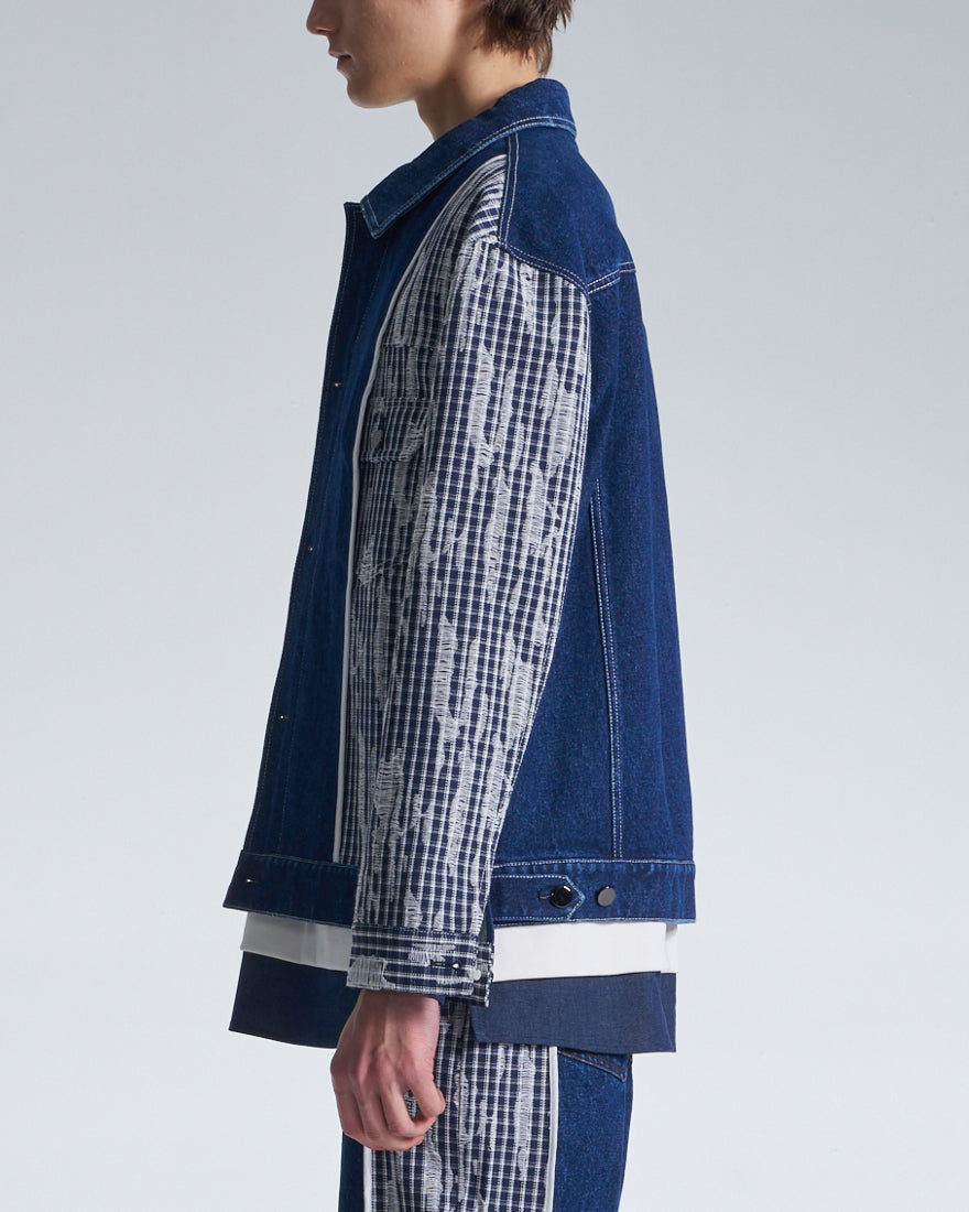 HARRISON WONG / Denim Jacket Contrast With Checks