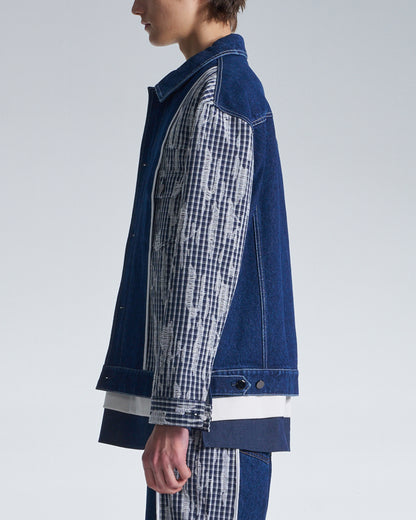 HARRISON WONG / Denim Jacket Contrast With Checks