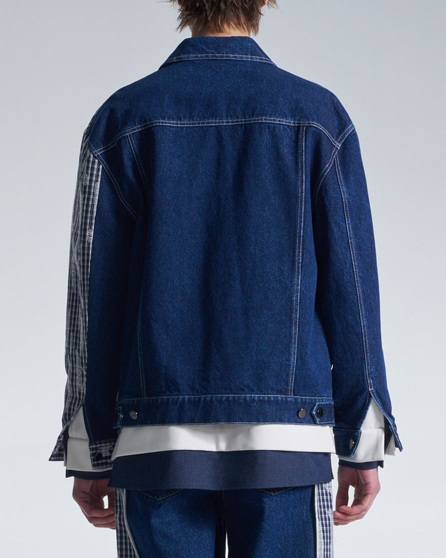 HARRISON WONG | Denim Jacket Contrast With Checks – HARAJUKU VILLAGE