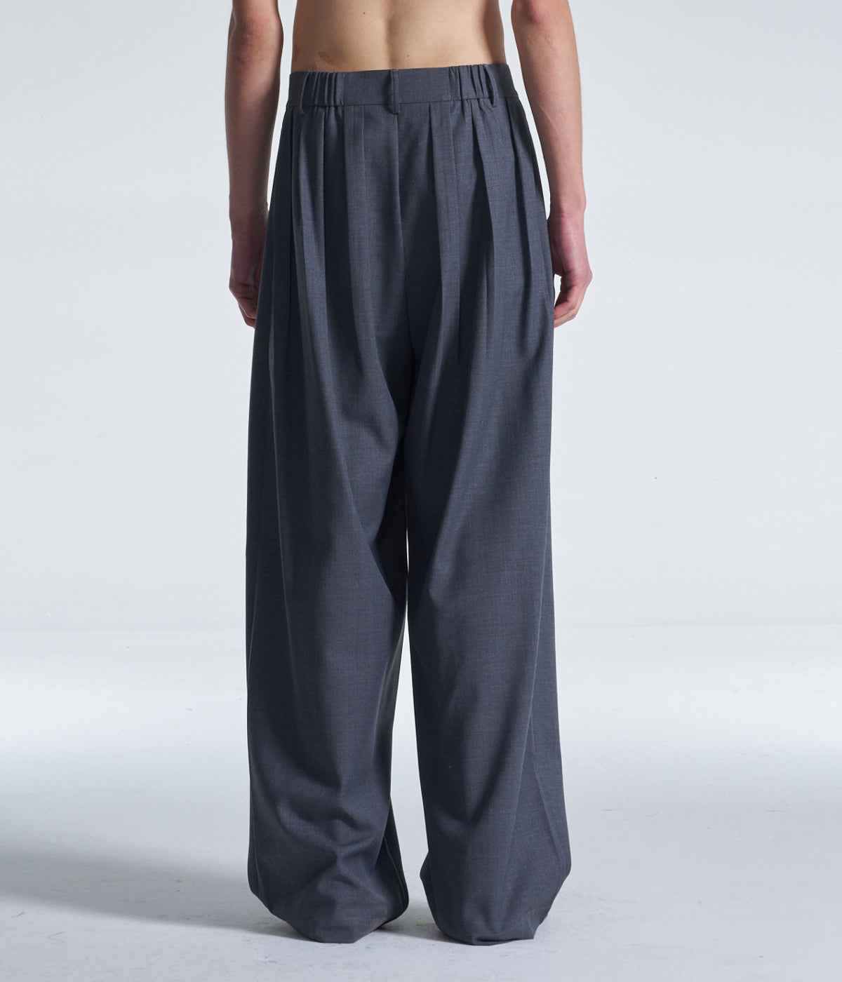 HARRISON WONG / Wide Leg Wool Pants With Multi Pleats - Grey