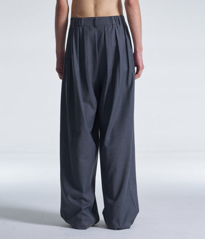 HARRISON WONG / Wide Leg Wool Pants With Multi Pleats - Grey