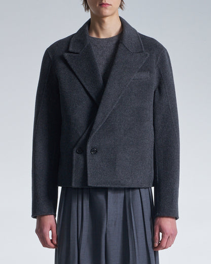 HARRISON WONG / Double Faced Wool Cropped Blazer - Charcoal