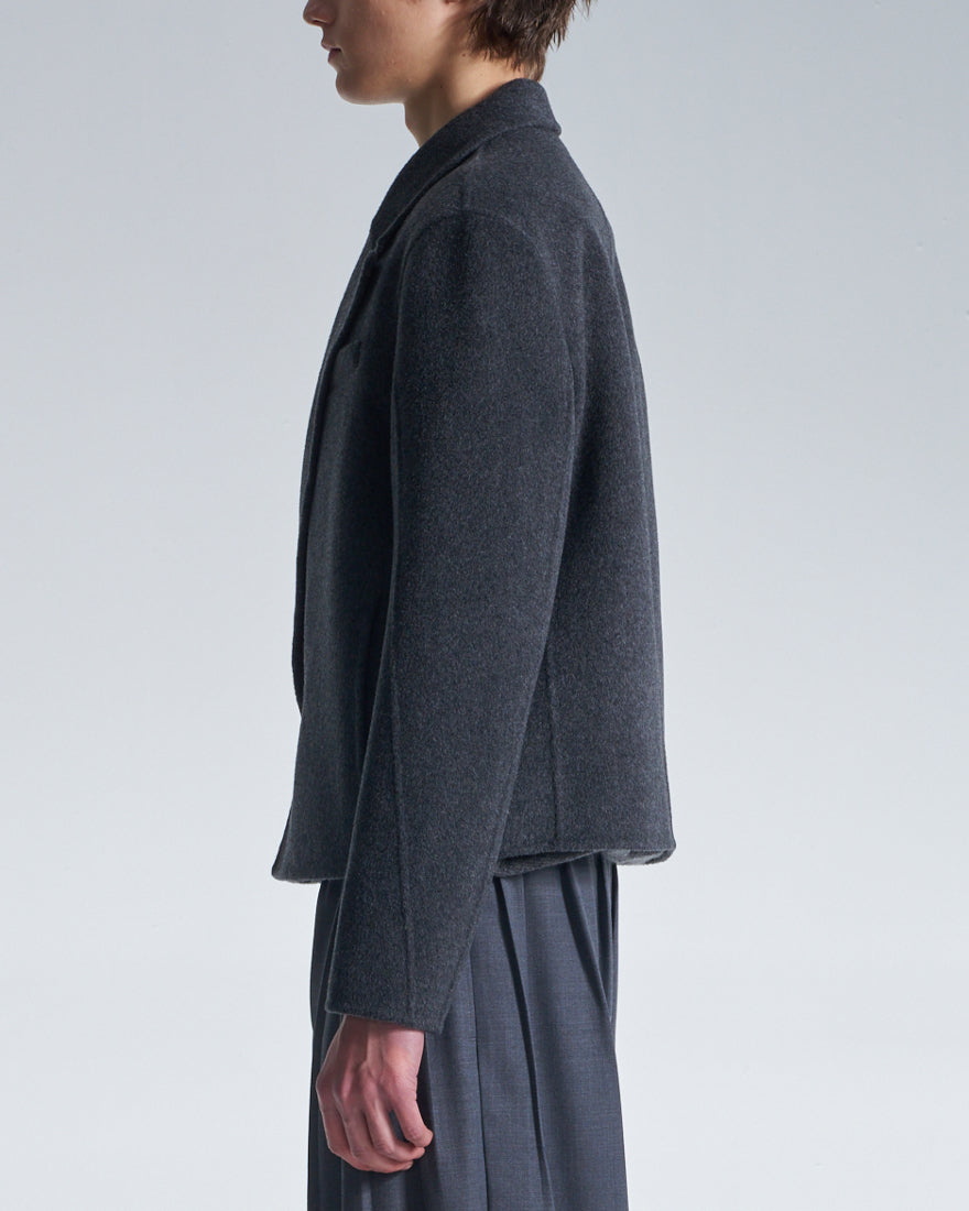 HARRISON WONG / Double Faced Wool Cropped Blazer - Charcoal