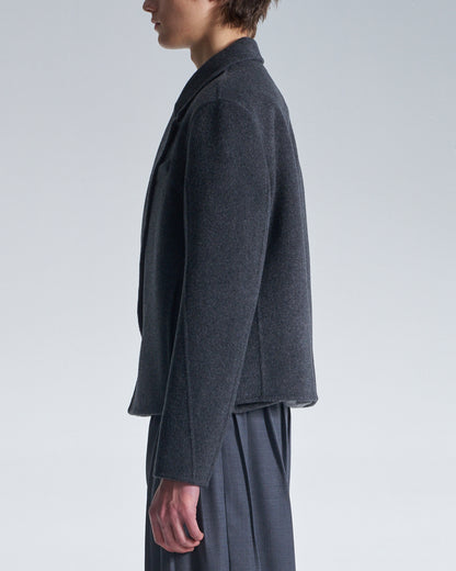 HARRISON WONG / Double Faced Wool Cropped Blazer - Charcoal
