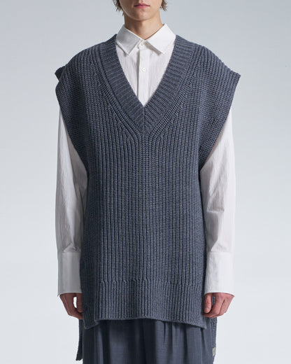 HARRISON WONG / Wide Shoulder Sleeveless Sweater - Grey