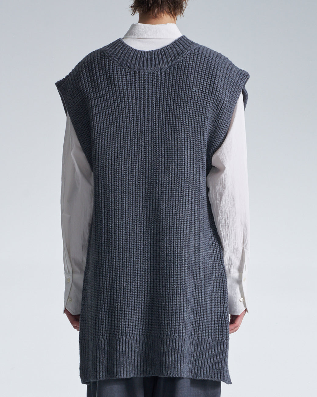 HARRISON WONG / Wide Shoulder Sleeveless Sweater - Grey