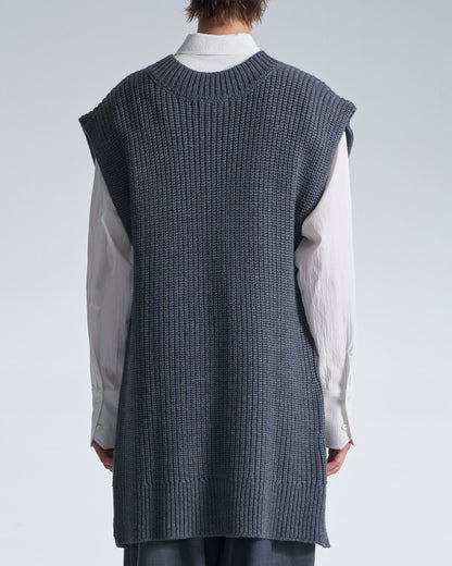 HARRISON WONG / Wide Shoulder Sleeveless Sweater - Grey