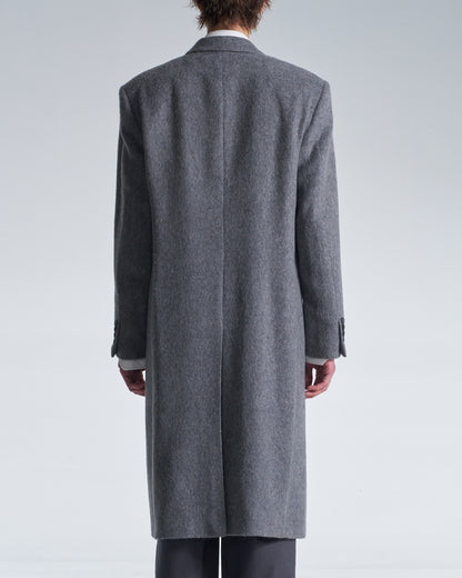 HARRISON WONG / Standard Fit Long Wool Coat With Power Shoulder - Grey
