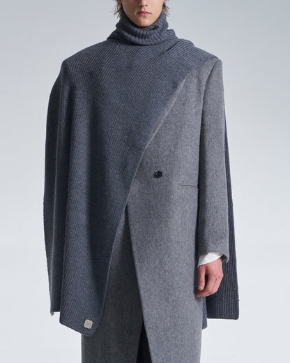 HARRISON WONG / Turtleneck Wool Cape - Grey