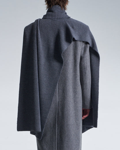 HARRISON WONG / Turtleneck Wool Cape - Grey