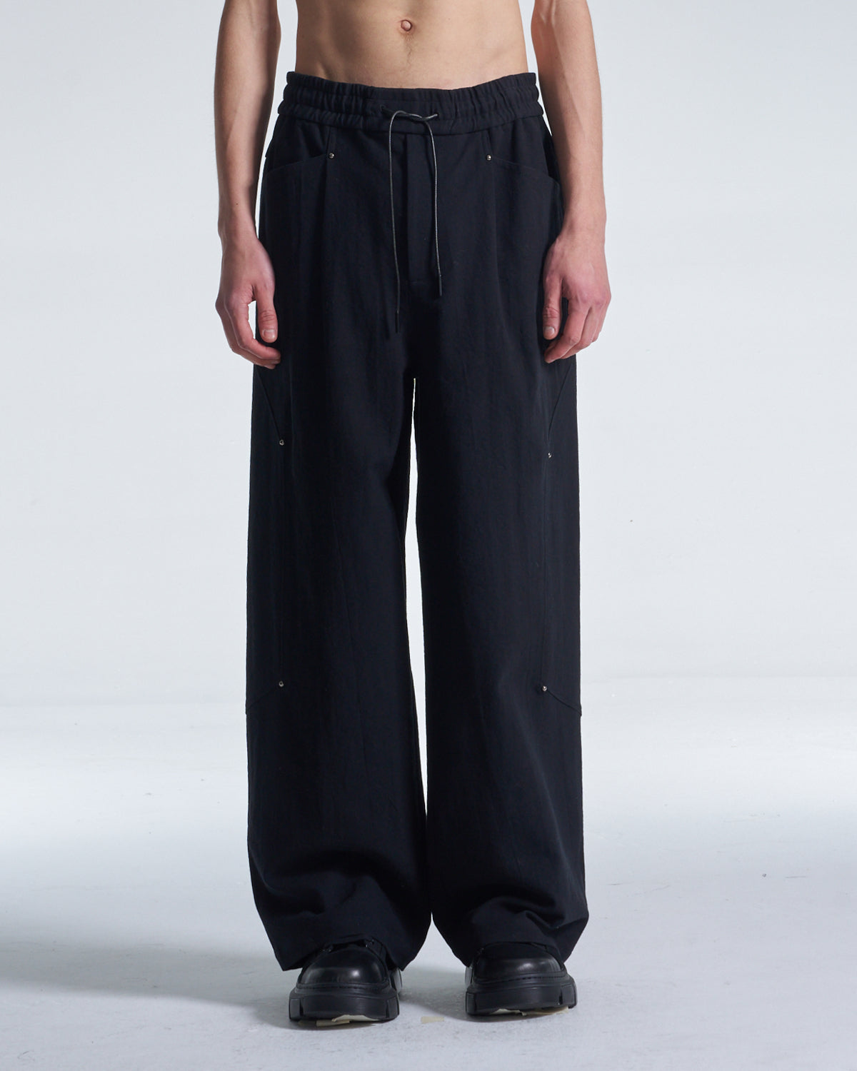 HARRISON WONG / Wide Leg Cotton Pants With Studs