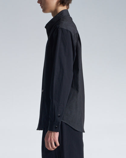 HARRISON WONG / Denim Shirt With Contrast Sleeve - Black
