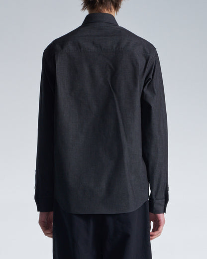 HARRISON WONG / Denim Shirt With Contrast Sleeve - Black