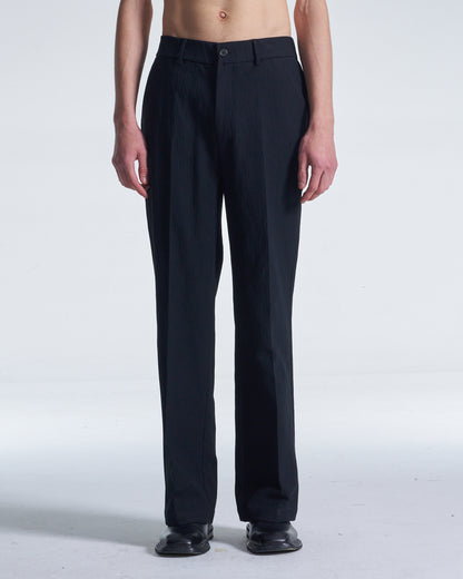 HARRISON WONG / Crepe Cotton Pants With Slight Bell Bottom - Black
