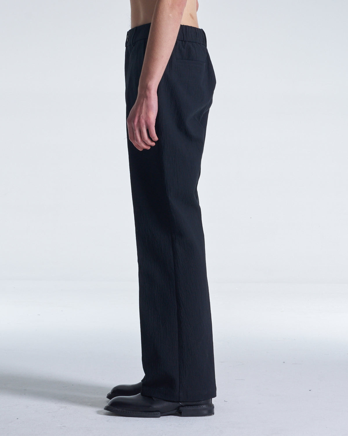 HARRISON WONG / Crepe Cotton Pants With Slight Bell Bottom - Black