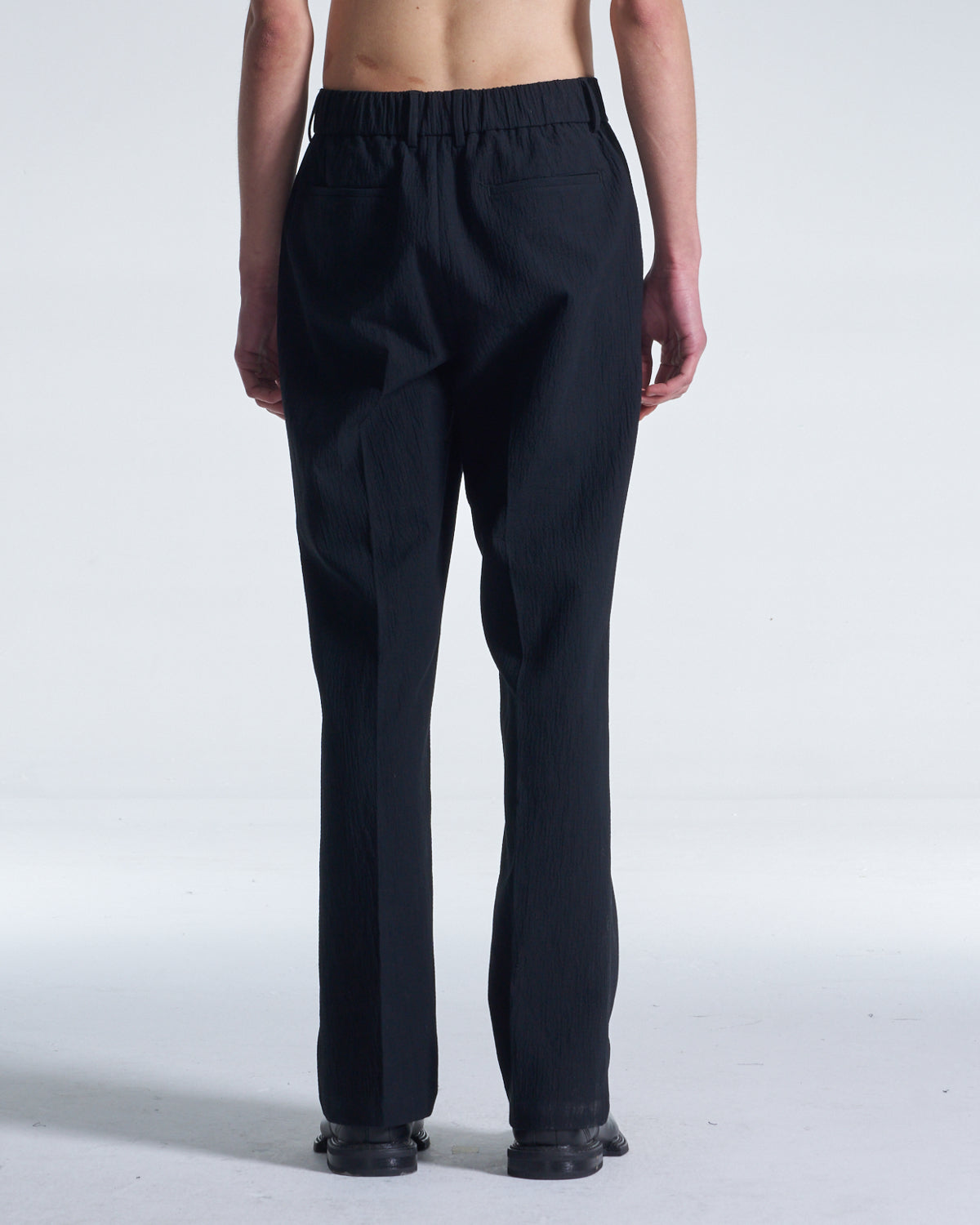 HARRISON WONG / Crepe Cotton Pants With Slight Bell Bottom - Black