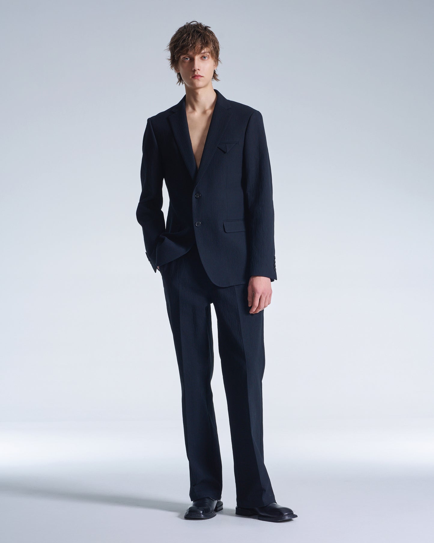 HARRISON WONG / Crepe Cotton Pants With Slight Bell Bottom - Black