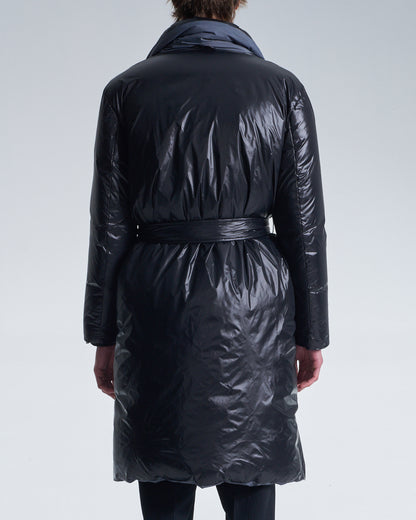 HARRISON WONG / Reversible Down Coat With Belt - Black + Grey