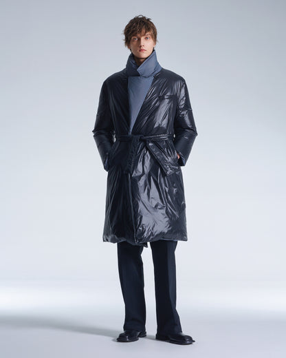 HARRISON WONG / Reversible Down Coat With Belt - Black + Grey