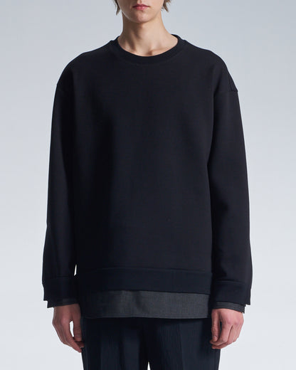 HARRISON WONG / Sweatshirt With Denim Hem - Black