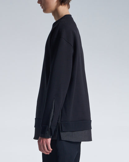 HARRISON WONG / Sweatshirt With Denim Hem - Black