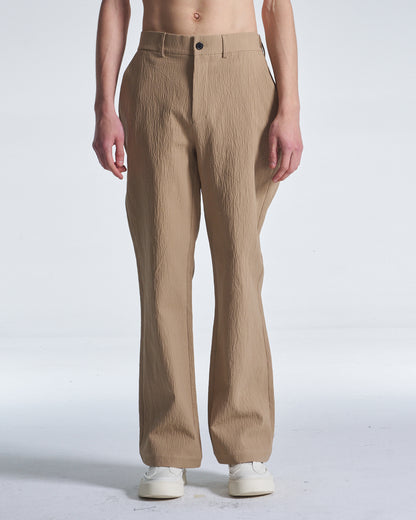 HARRISON WONG / Crepe Cotton Pants With Slight Bell Bottom - Peanut