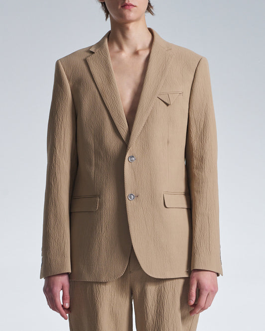 HARRISON WONG / Crepe Cotton Standard Fit Blazer - Peanut
