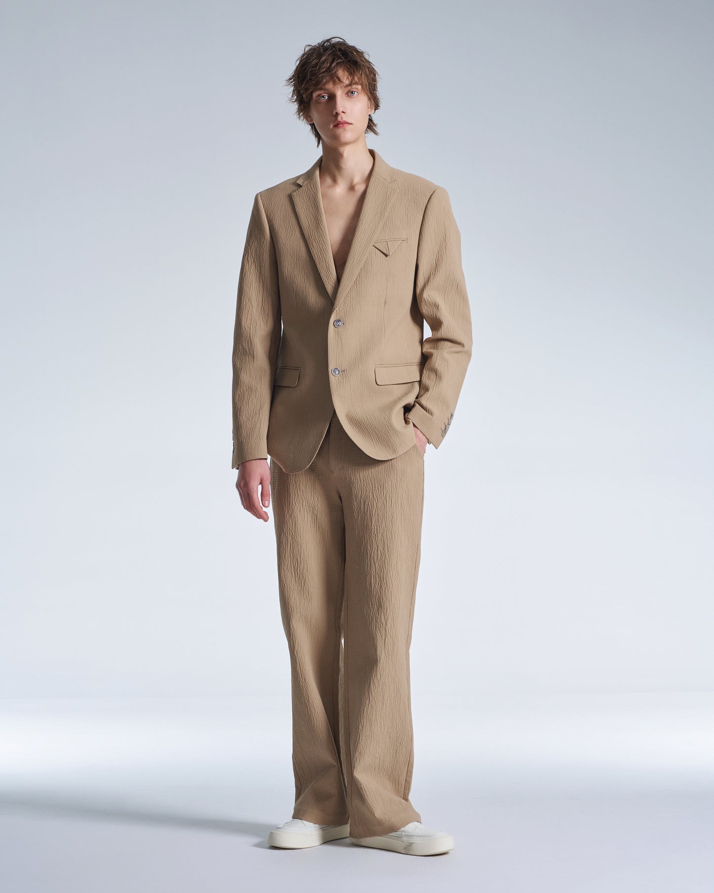 HARRISON WONG / Crepe Cotton Pants With Slight Bell Bottom - Peanut