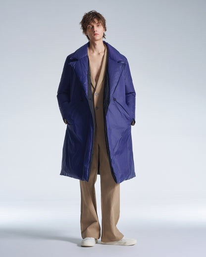 HARRISON WONG / Reversible Down Coat With Belt - Navy + Black