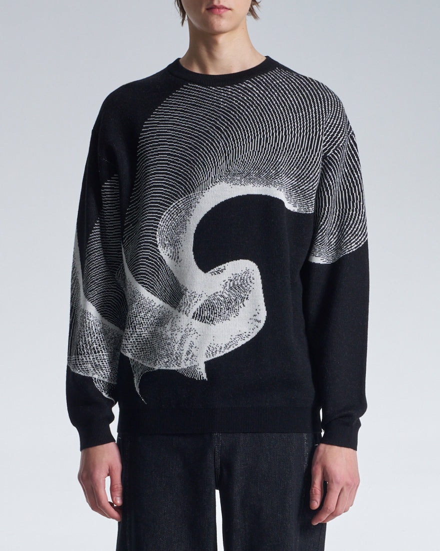 HARRISON WONG / Wool Sweater With Twisted Wavy Lines Pattern