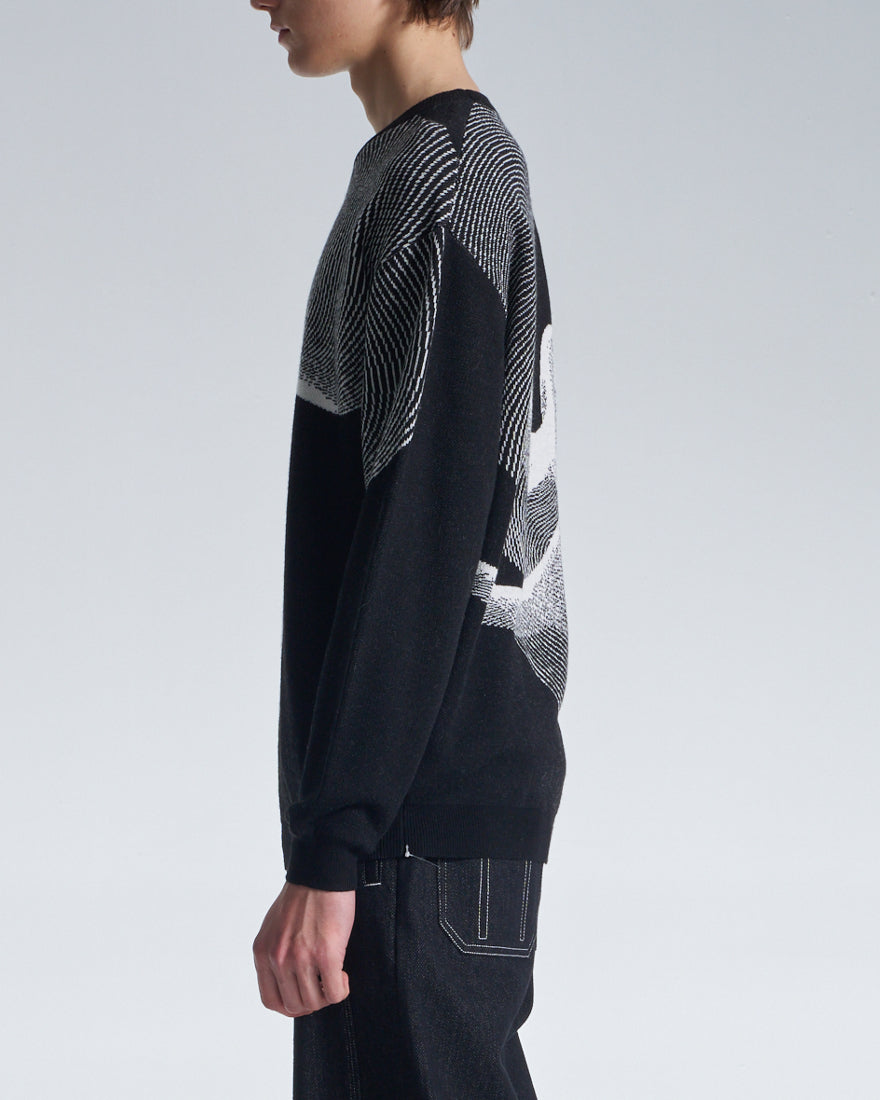 HARRISON WONG / Wool Sweater With Twisted Wavy Lines Pattern