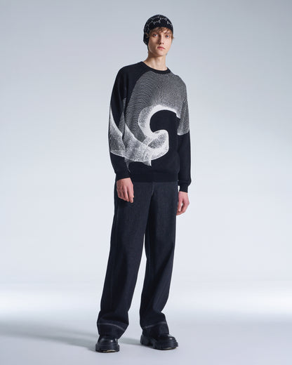 HARRISON WONG / Wool Sweater With Twisted Wavy Lines Pattern