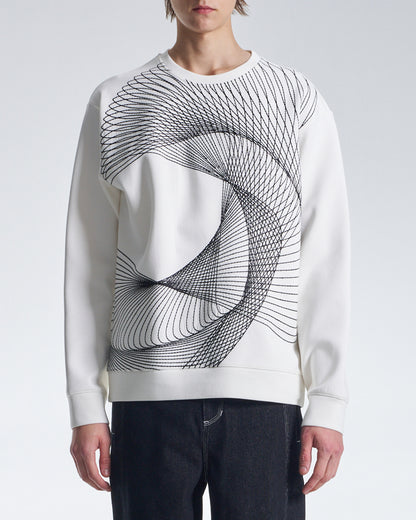 HARRISON WONG / Sweatshirt With Twisted Wavy Lines Embroidery - White
