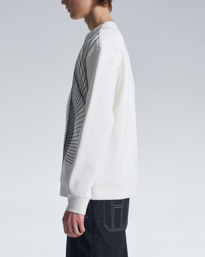 HARRISON WONG / Sweatshirt With Twisted Wavy Lines Embroidery - White