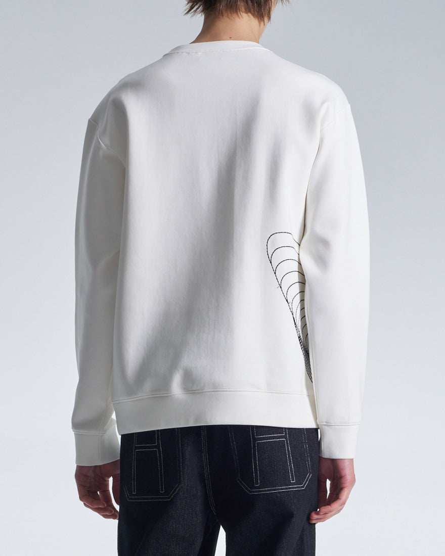 HARRISON WONG / Sweatshirt With Twisted Wavy Lines Embroidery - White