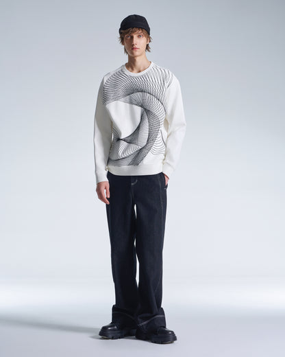 HARRISON WONG / Sweatshirt With Twisted Wavy Lines Embroidery - White