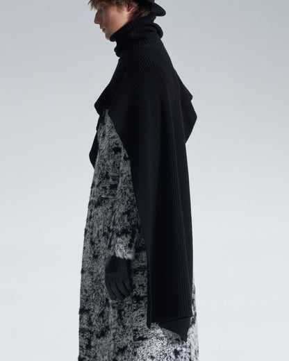 HARRISON WONG / Turtleneck Wool Cape - Black