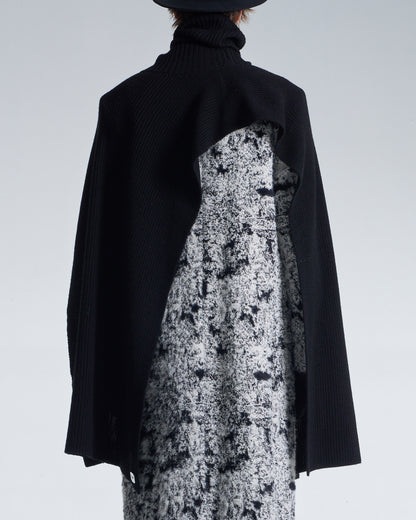 HARRISON WONG / Turtleneck Wool Cape - Black