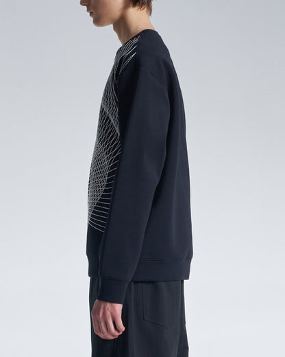 HARRISON WONG / Sweatshirt With Twisted Wavy Lines Embroidery - Black