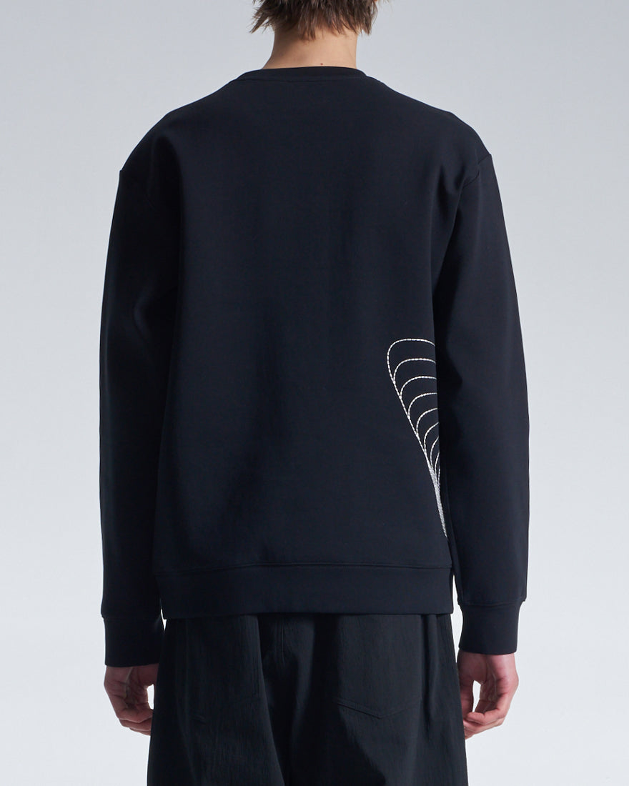 HARRISON WONG / Sweatshirt With Twisted Wavy Lines Embroidery - Black