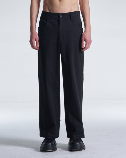 HARRISON WONG / Wide Leg Cotton Pants With Big Back Pockets - Black