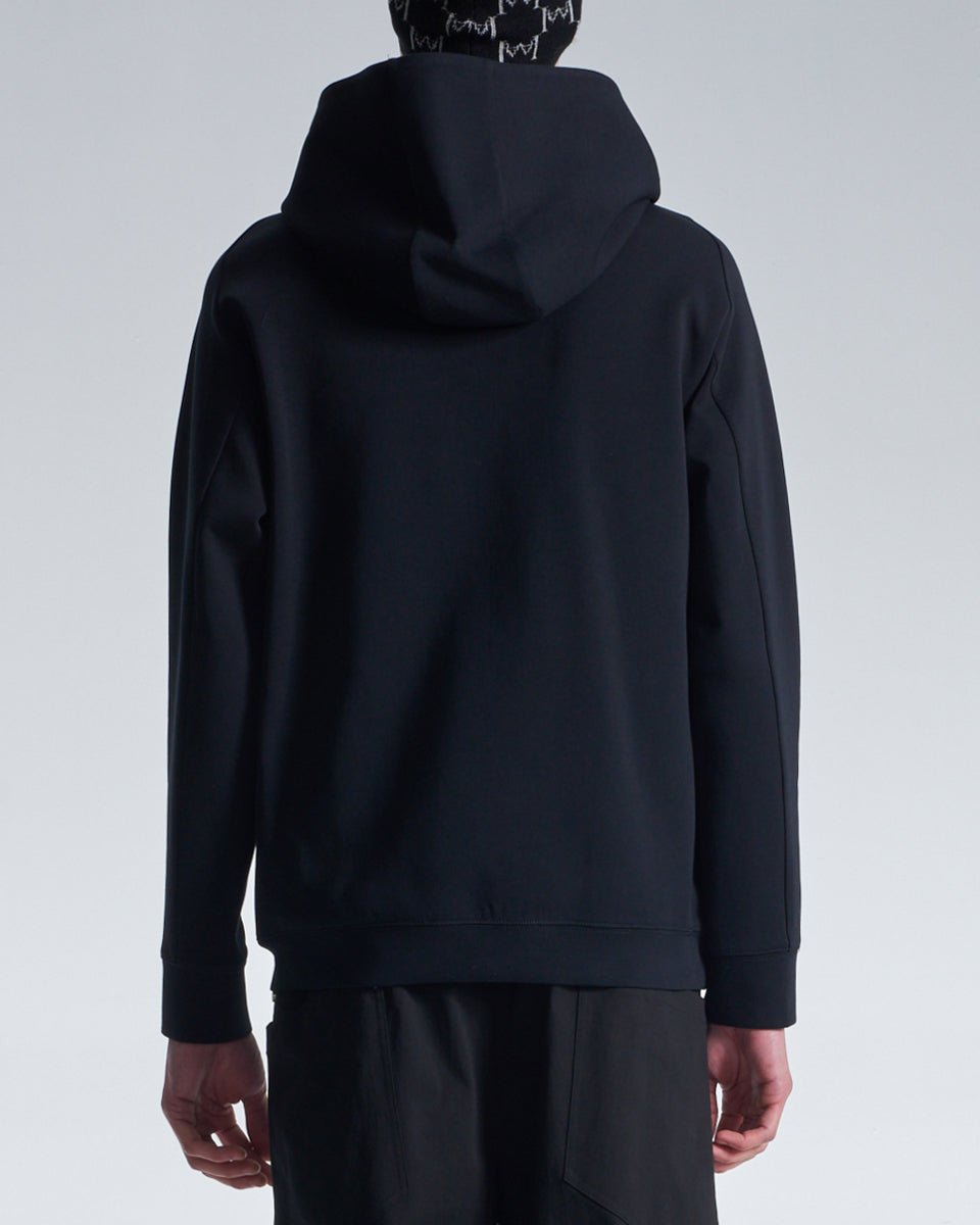 HARRISON WONG / Hoodie With Twisted Wavy Lines Embroidery - Black