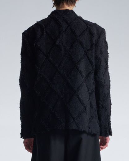 HARRISON WONG / Ripped Diamond Pattern No Collar DB Blazer