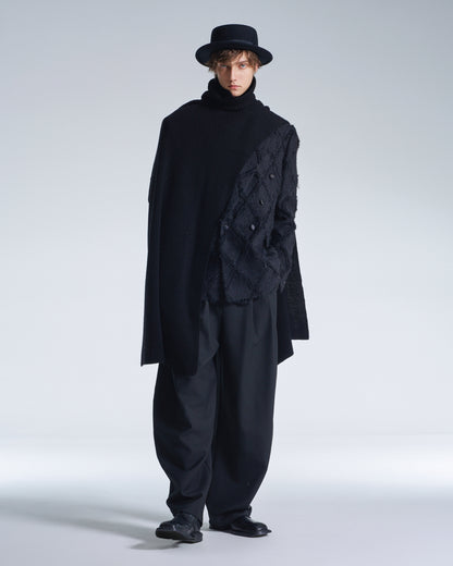 HARRISON WONG / Turtleneck Wool Cape - Black