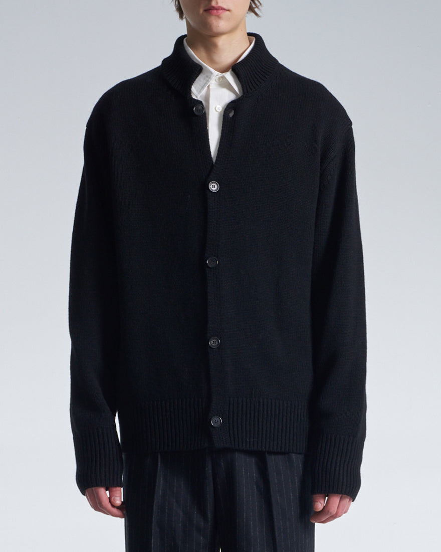 HARRISON WONG / Cashmere Wool Cardigan With Stand Collar - Black