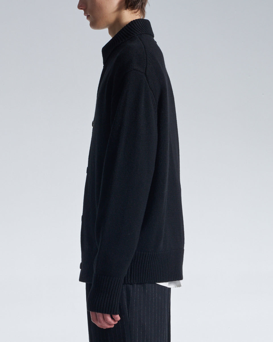 HARRISON WONG / Cashmere Wool Cardigan With Stand Collar - Black
