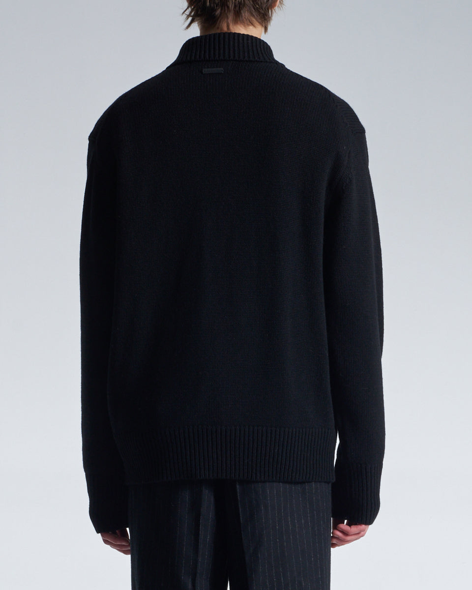 HARRISON WONG / Cashmere Wool Cardigan With Stand Collar - Black
